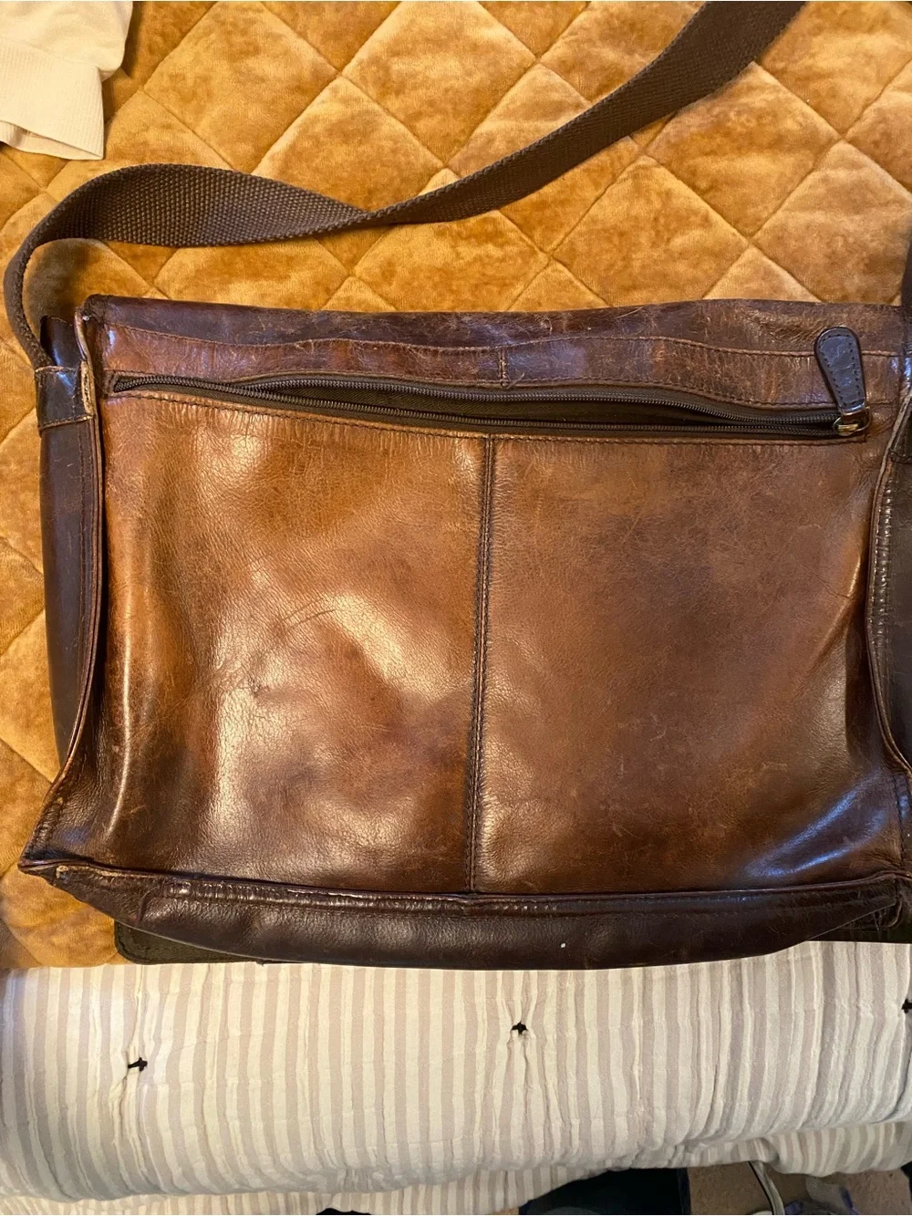 Men's Brown Leather Crossbody Shoulder Bag